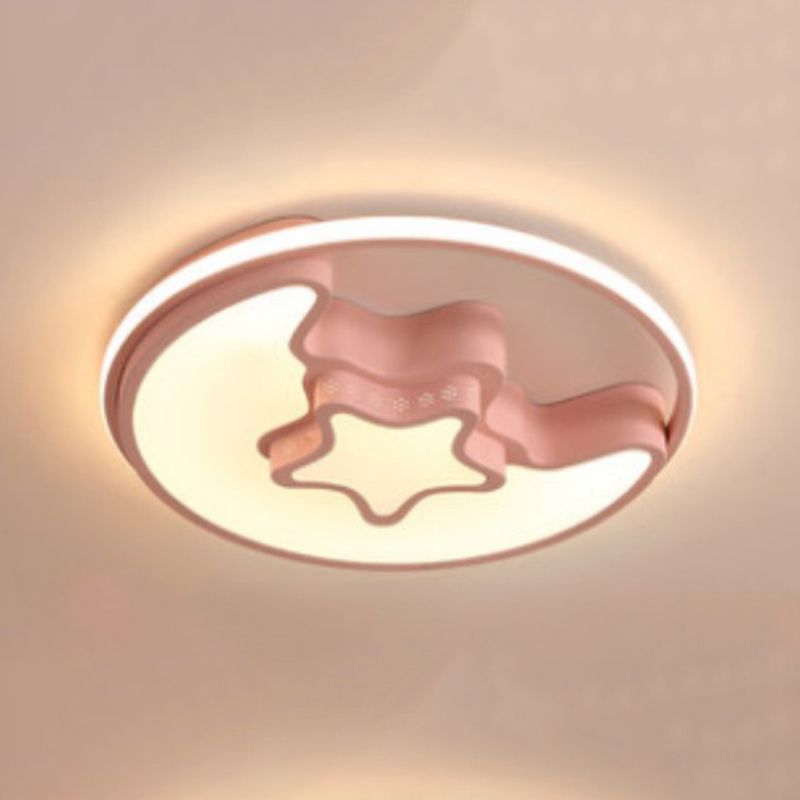 Metal Round Shape Flush Mount Light Kid-Style 3 Lights Flush Ceiling Light Fixtures
