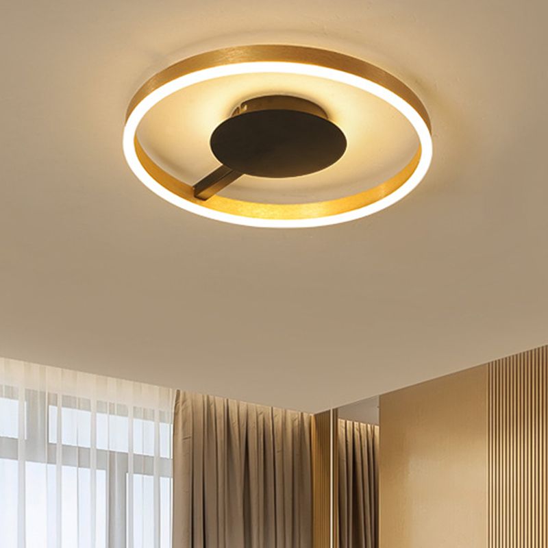 Circular Bedroom Flush Mount Acrylic LED Minimalist Flushmount Lighting in Gold, 16"/23.5" Dia