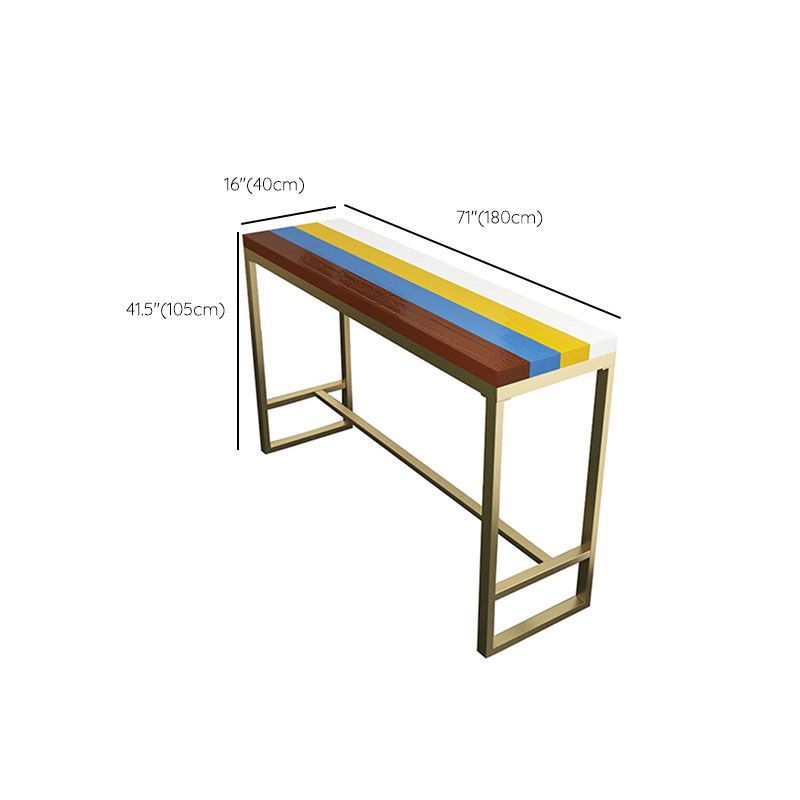 Glam Style Fixed Bar Table 1/4 Pieces Solid Wood Rectangle Counter Set for Indoor