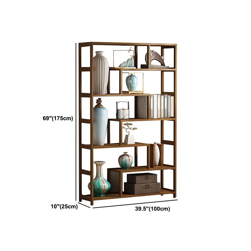 Modern Bamboo Etagere Shelf Bookcase Open Back Vertical Bookshelf for Study Room