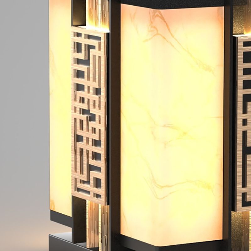 Rectangle Shape Metal Outdoor Light Modern Style 1 Light Waterproof Pillar Lights