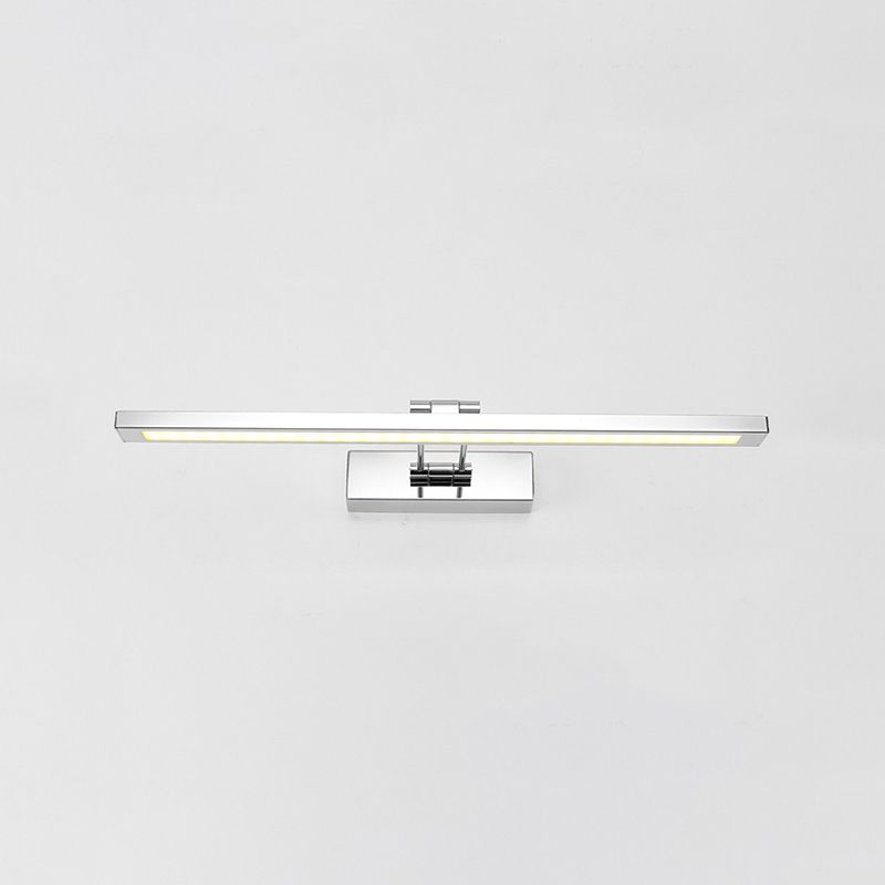 Single Light Linear Wall Sconce Modern Style Metal Mirror Wall Lighting in Silver