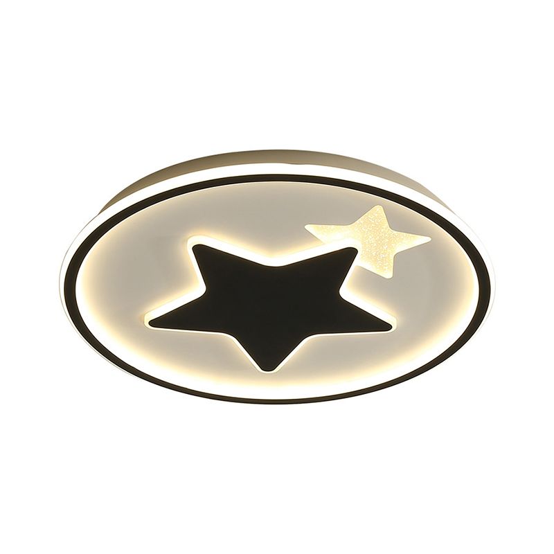 Star Bedroom Ceiling Light Fixture Acrylic LED Cartoon Close to Ceiling Lamp in Black/Pink/Blue