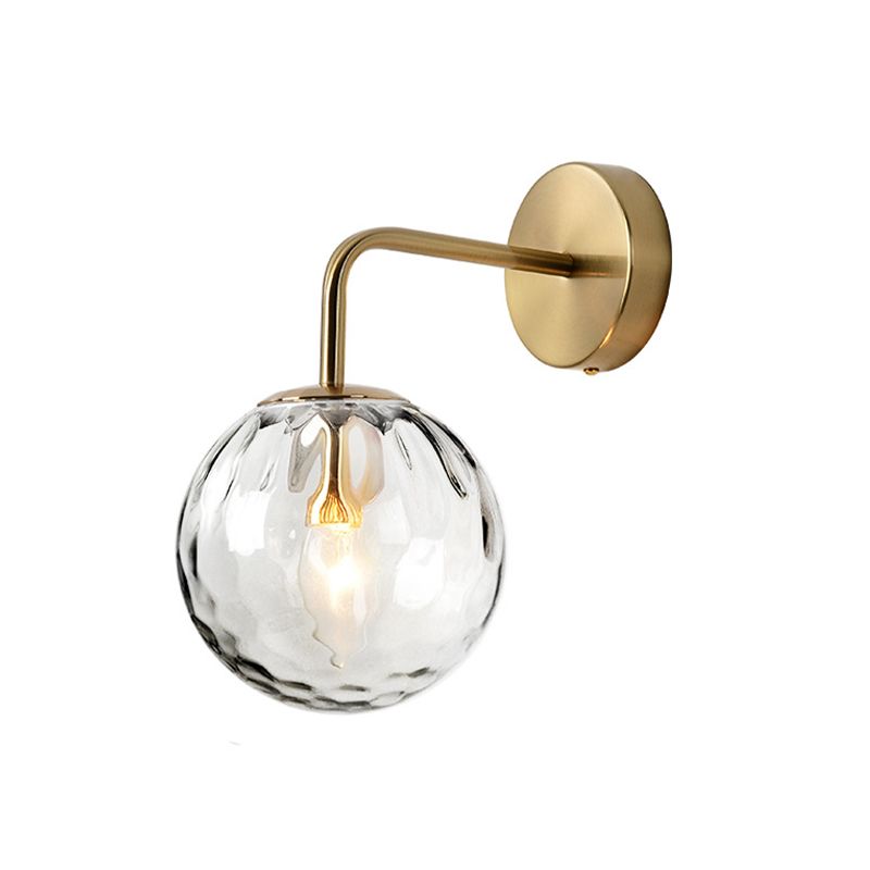 Flippte Glas Kugel Wandlampe Minimalist 1 helle goldene Wandleuchte mit Arm