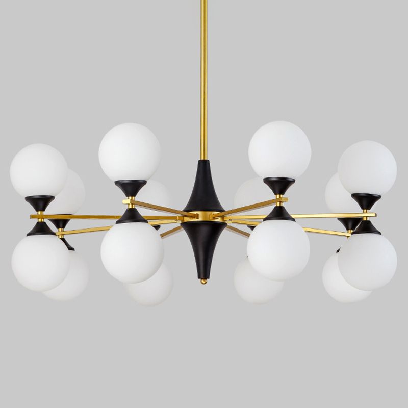Nordic Style Creative Glass Orb Chandelier Golden Dining Room Lighting Fixture with 19.6" Adjustable Suspension Rod