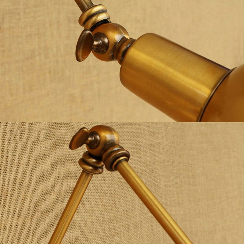 Iluminación de pared de brazo de metal con tono de tazón estilo vintage 1 luz de estudio de luz luz en latón