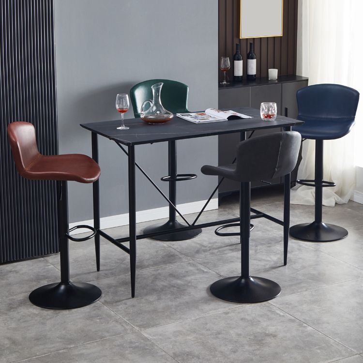 Contemporary Style Adjustable Upholstered Bar Stool with Metal Legs