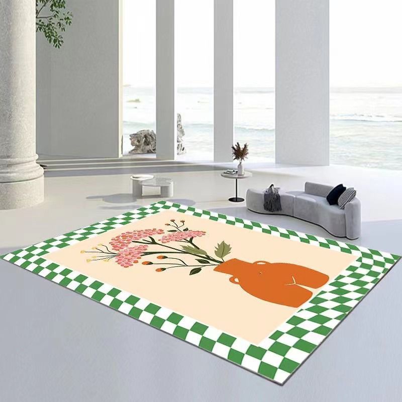 Modern Style Rug Flowers Pattern Rug Stain Resistant Rug for Home Decor