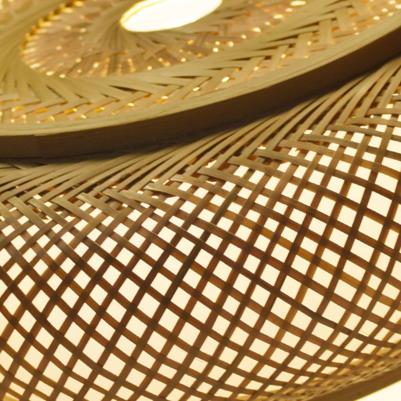 Bamboo Asian Flush Mount Ceiling Light Fixture Retro Ceiling Mount Light Fixture for Living Room and Bedroom