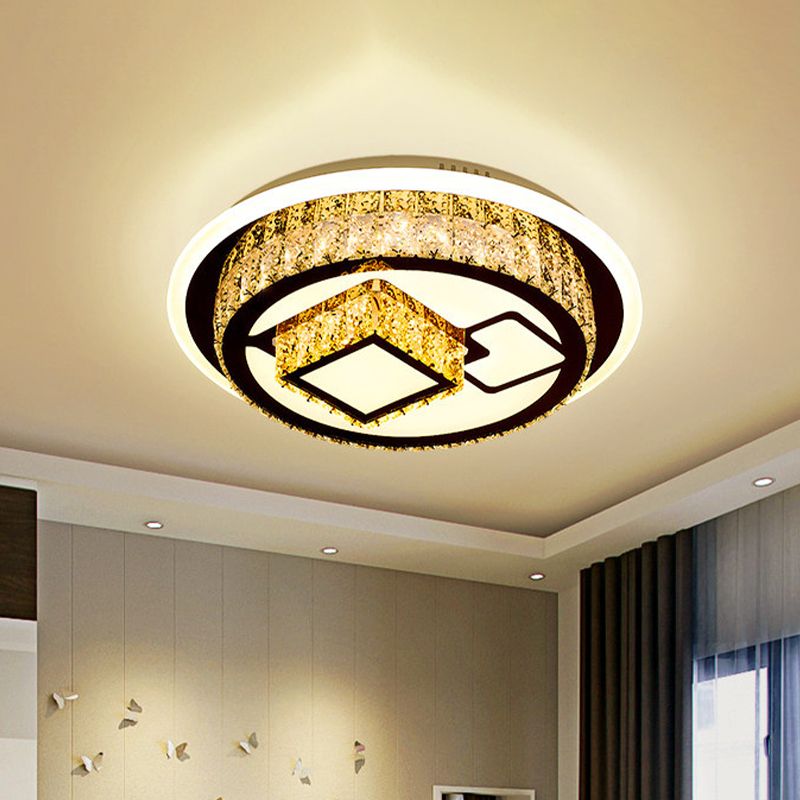 LED Flush Mount Ceiling Light Modern Loving Heart/Flower/Mushroom 2-Tier Crystal Inlaid Flushmount Lighting in Chrome