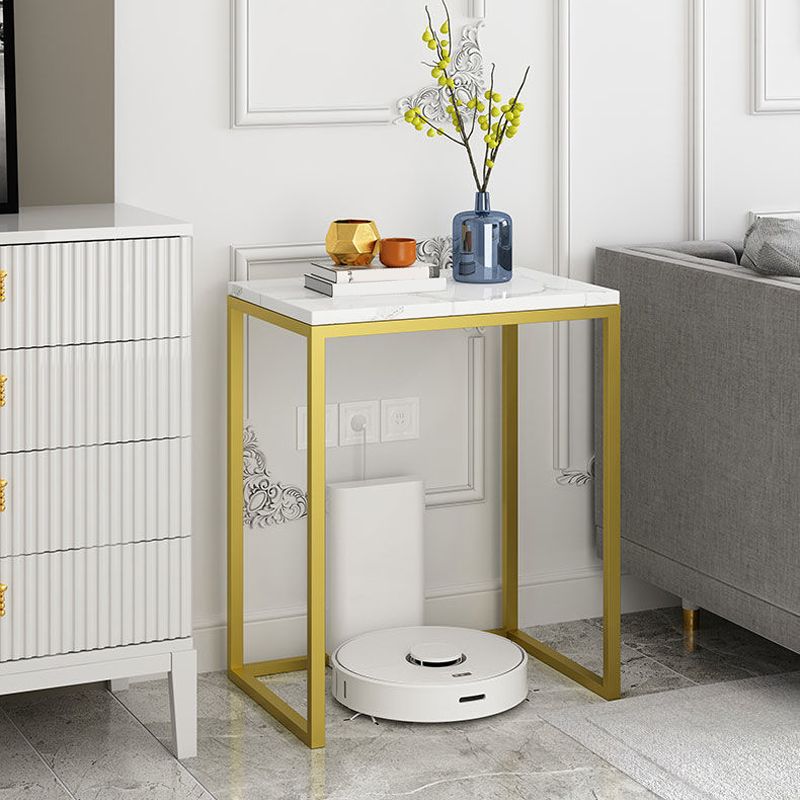 Frame Base Design Cocktail Table Slate Desktop Rectangular Coffee Table with Metal Base