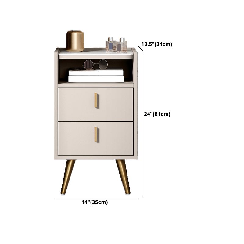 Stone Top Nightstand Modern Open Stoarge Drawer Legs Included Bed Nightstand