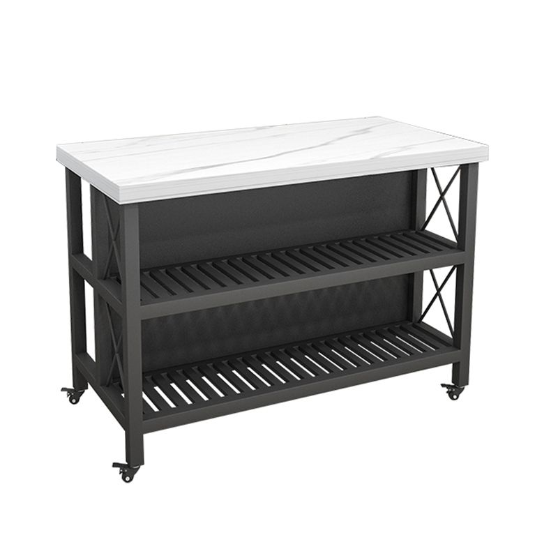 White Faux Marble Top Kitchen Trolley with Wheels for Dining Room