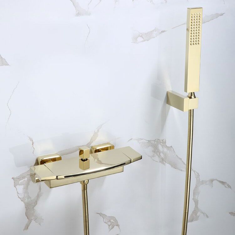 Modern Tub Faucet Trim Copper with Handles and Diverter Wall Mount Bath Filler Trim