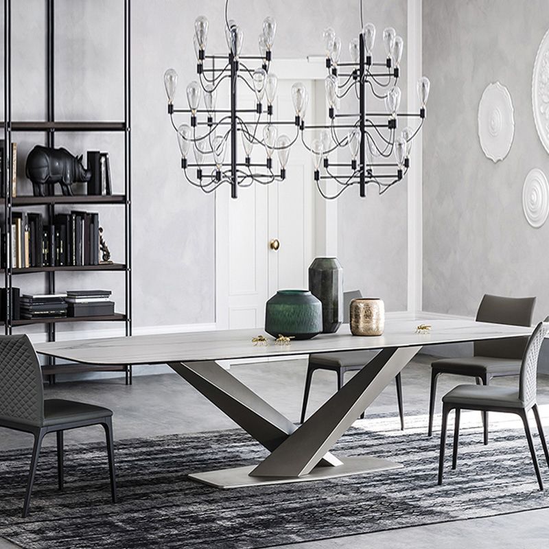 Stone Dining Table Traditional Luxury Dining Table with Pedestal Base