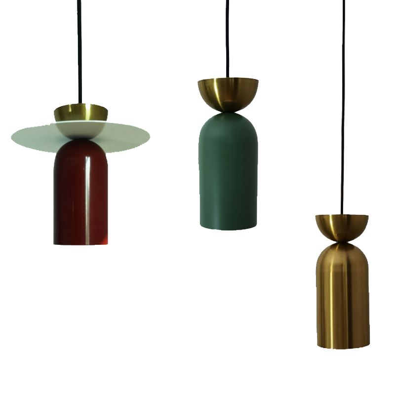 Zylindrische kleine Anhängerlampe postmoderne Metall 1 Kopf Esszimmer Deckenleuchte