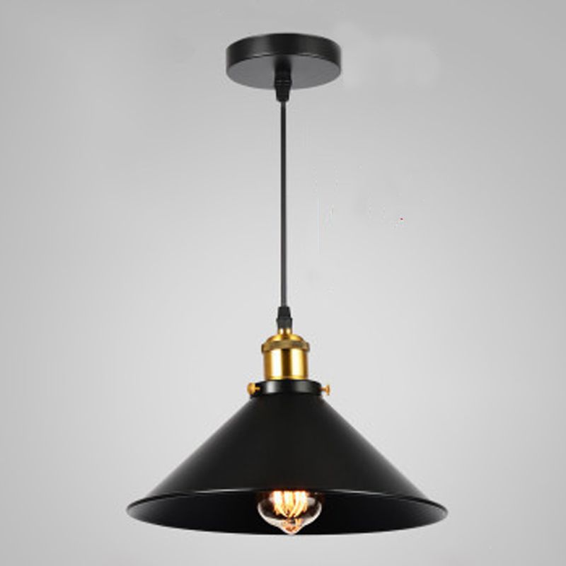 Forma industriale a forma di chiodo in metallo appeso 1 lampada a sospensione leggera in nero per ristorante