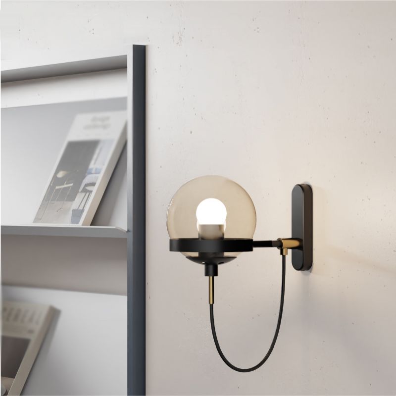 1 Light Ball Wall Mounted Light Fixture Industrial Style Glass Wall Lighting Ideas Lights