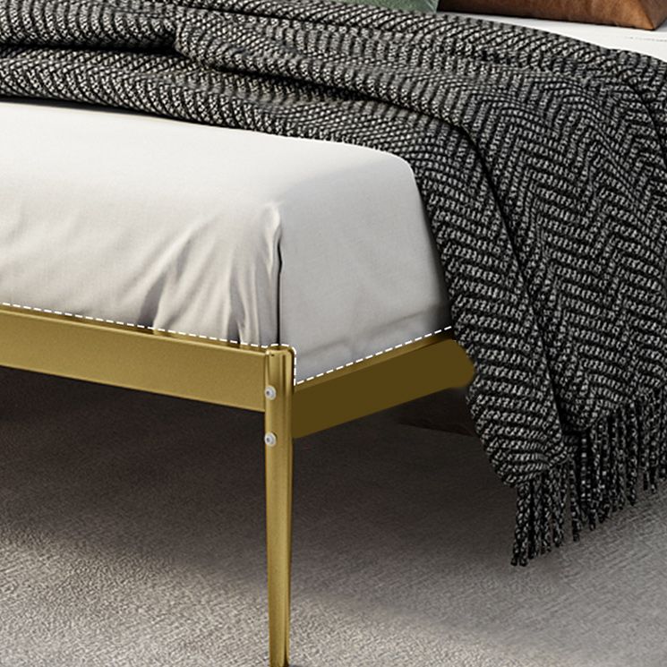 Glam Metal Solid Color Rectangular Upholstered Headboard Standard Bed