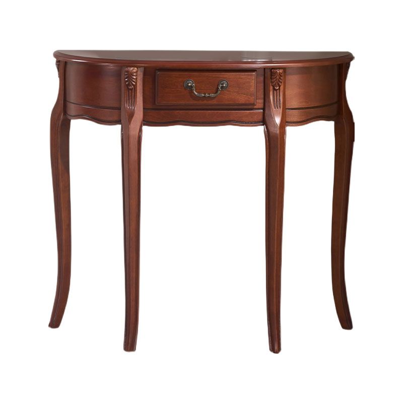 Rubbered Wood Console Table Mid-Century Modern Half Moon Accent Table for Hall