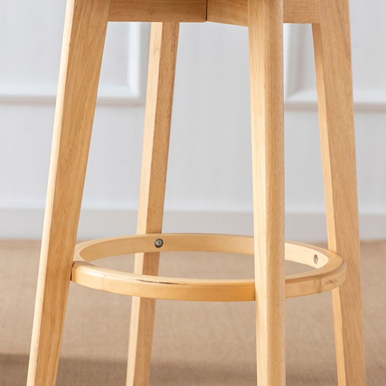 Scandinavian Rubberwood Low Back Barstool Milk Tea Shop Upholstered Stool