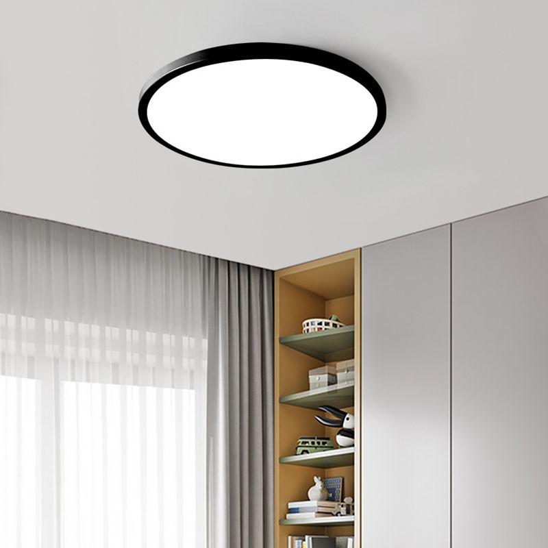 Modern Round Flush Light Fixtures Metal 1 Light Flush Mount Ceiling Fixture