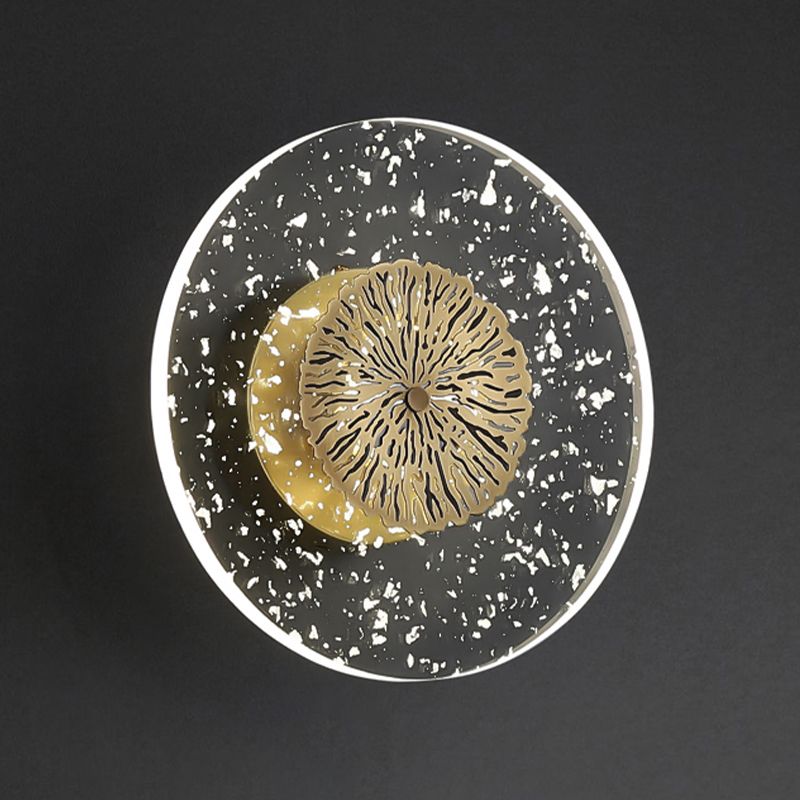 Modern Metal Wall Sconce Circular Shape Wall Light with Acrylic Shade for Bedroom