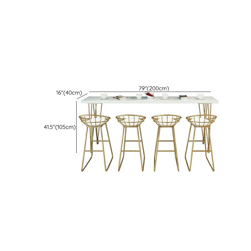 Glam Pine Wood Bar Table Rectangle Table Golden Legs for Milk Tea Shop
