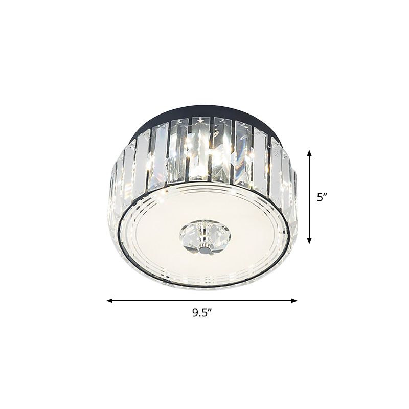 Simple Style Cylinder Ceiling Flush Mount Clear Rectangle-Cut Crystal LED Balcony Flush Lighting