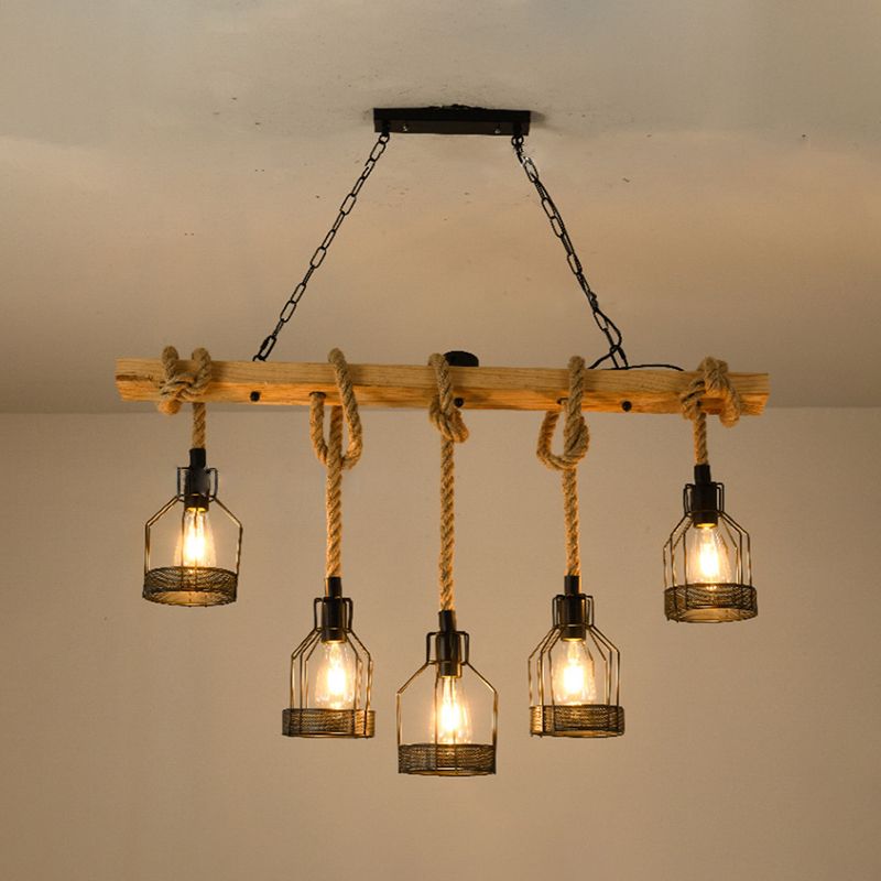 Industrial Island Light Household Metallic Hanging Lighting Fixture for Dining Room