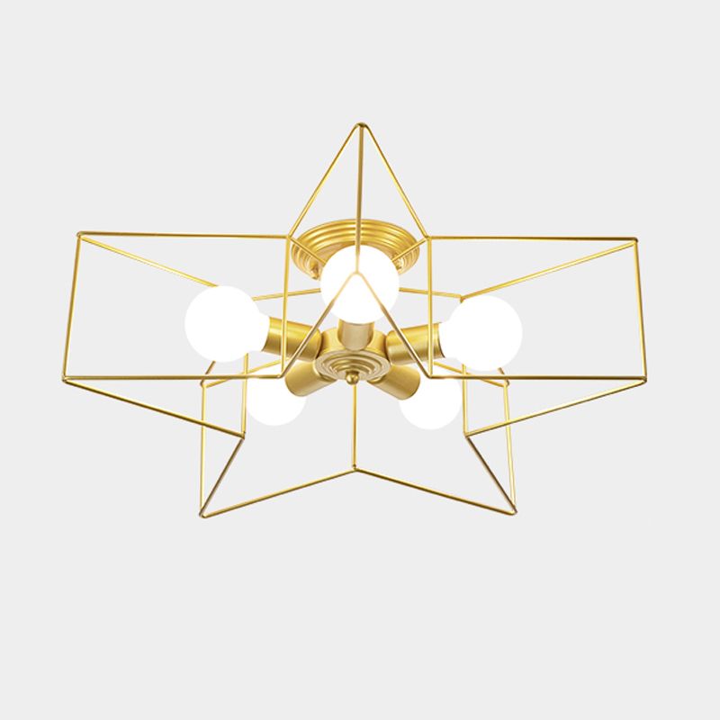 Star Shape Flush Mount Ceiling Fixture Modern Flush Ceiling Lights in Gold