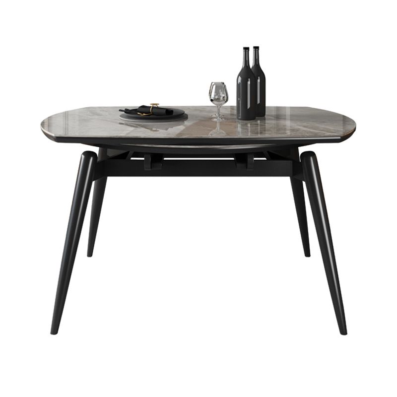 Gesinterde stenen bovenaan uitbreidbare ronde tafel in grijs voor restaurant moderne eettafel met 4 poten