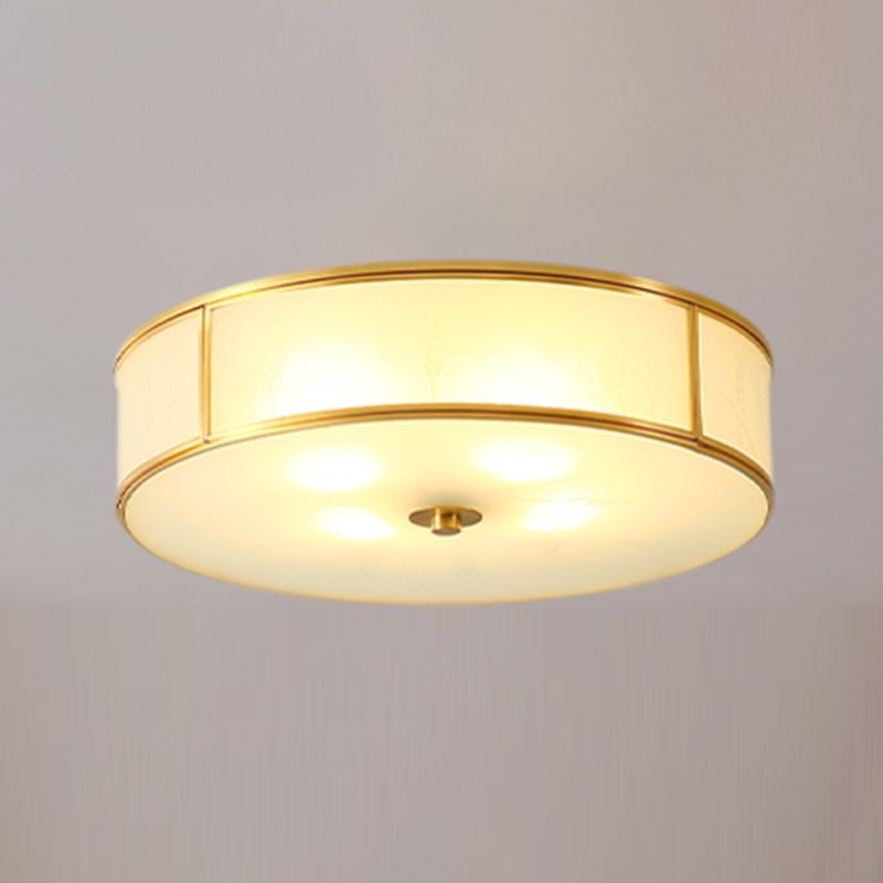 Plafonnier encastré en verre, éclairage de plafond classique pour salle à manger en or