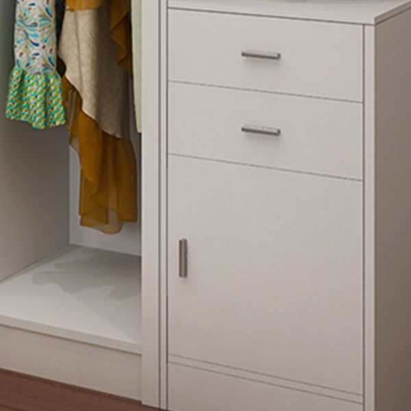 Contemporary White Wooden Wardrobe Freestanding Self Close Doors Wardrobe Armoire