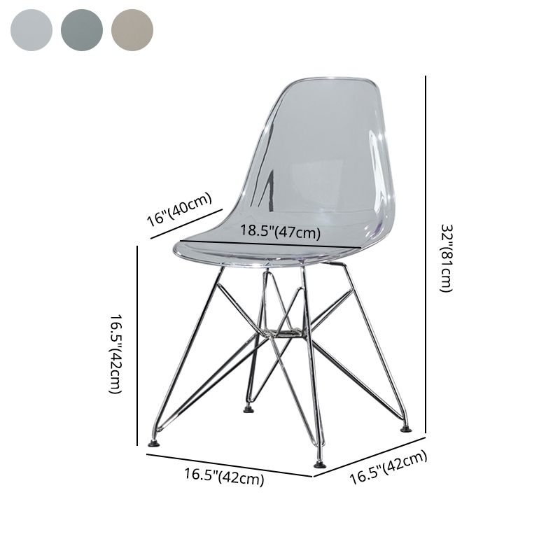 Contemporary Style Kitchen Metal Dining Chairs Armless Dining Side Chairs