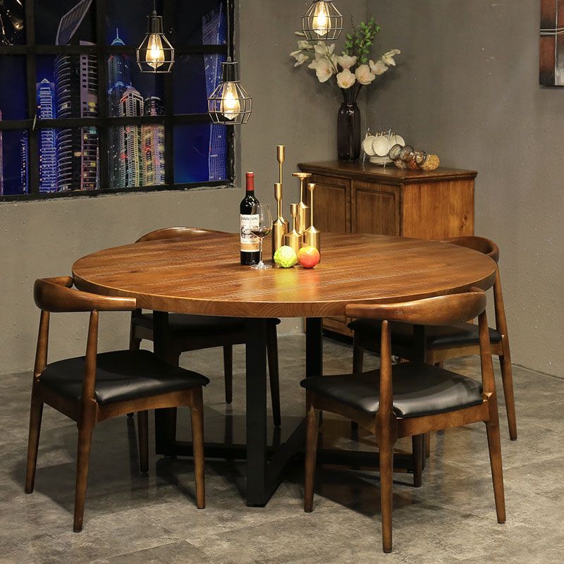 Modern 1/5/7 Pieces Dining Set Round Pine Wood Dining Table for Dining Room Kitchen