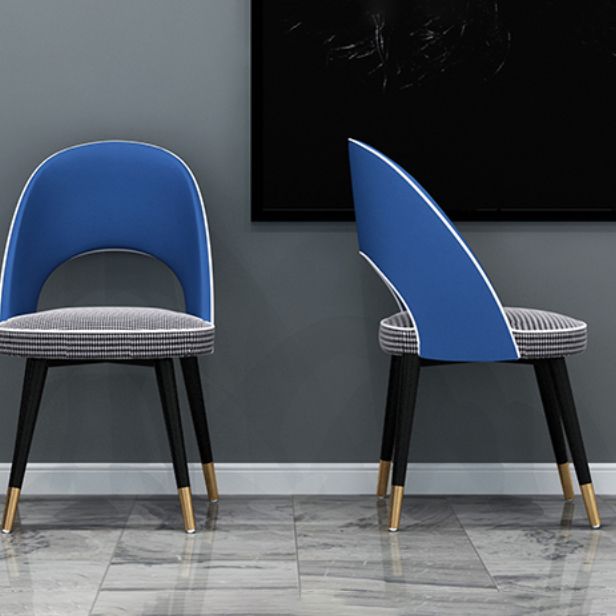 Open Back Dining Side Chair Faux Leather and Wood Armless Dining Chairs