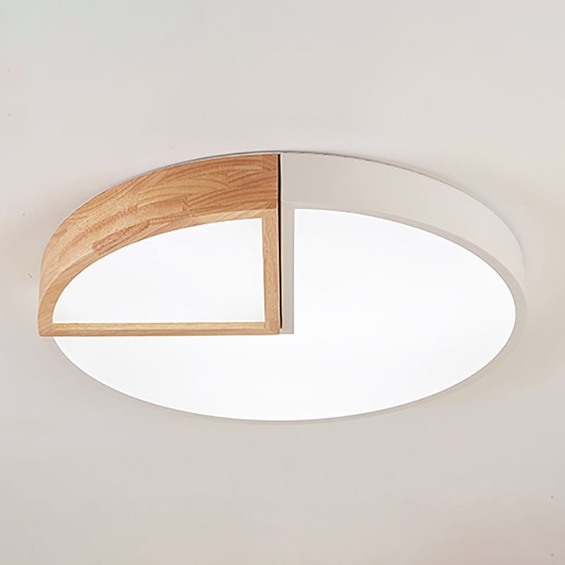 Round Wooden Ceiling Mounted Lights LED Flush Mount Ceiling Lighting for Bedroom