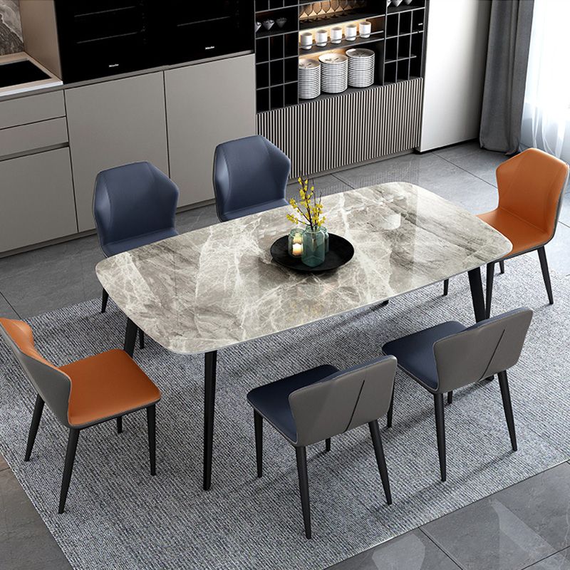 Home Sintered Stone Kitchen Table Industrial Rectangle Fixed Dining Desk