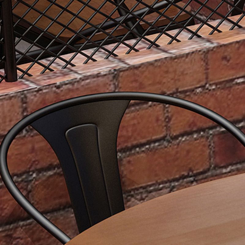 Round Dining Set 1/2/9 Pcs Solid Wood Dining Table with Metal Chairs