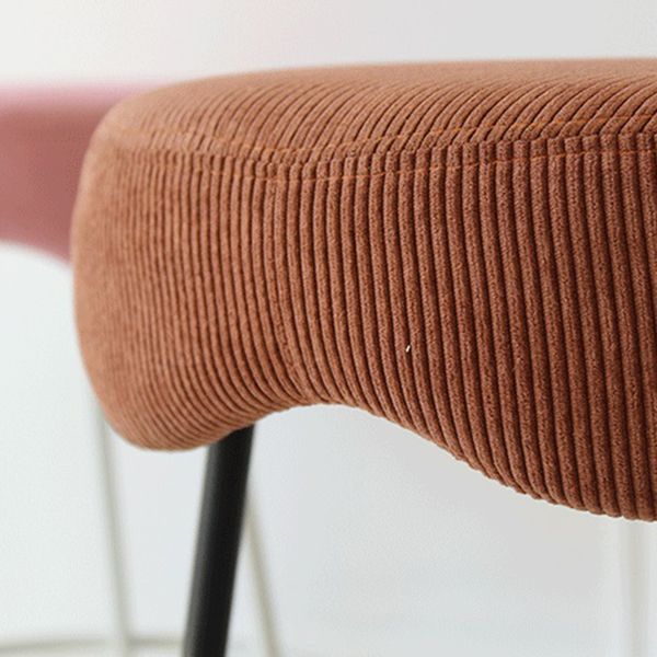 Modern Armless Backless Counter Stool Iron Cafe Bar Stool with Flannel Cushion and Pedal