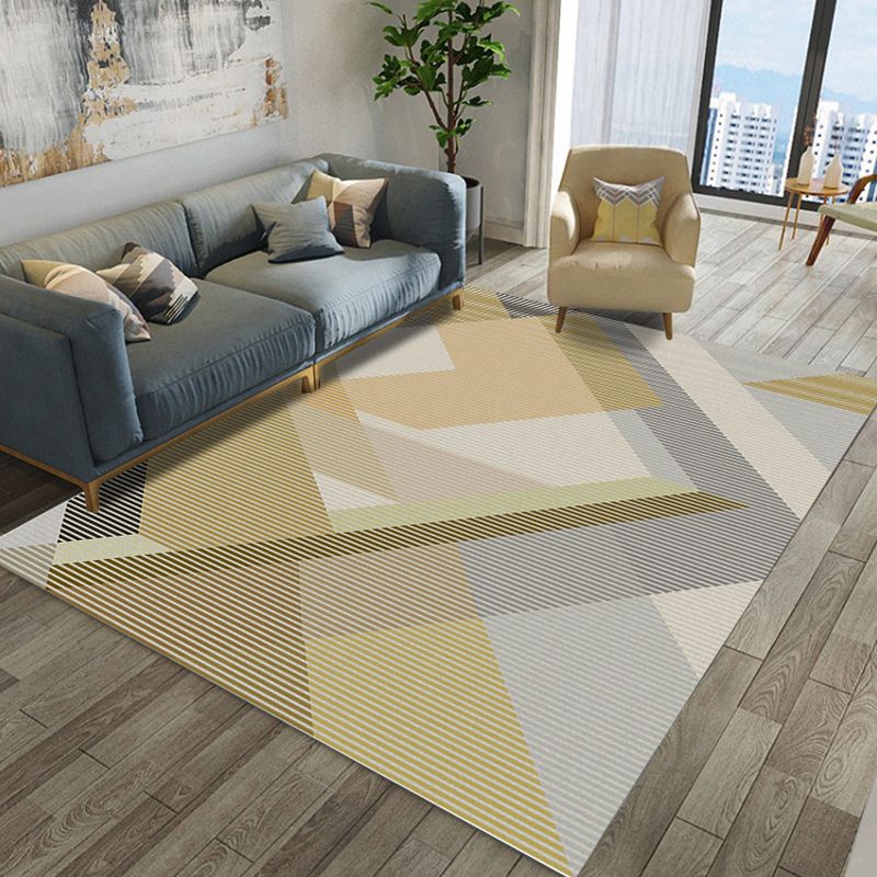 Multicolored Living Room Rug Modern Geometric 3D Illusion Rug Synthetics Non-Slip Backing Stain Resistant Machine Washable Area Rug