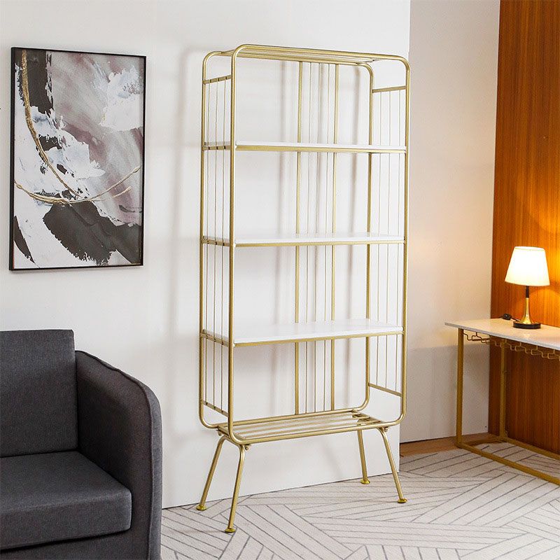 12" W Metal Frame Bookshelf Modern Black / Gold Open Storage Bookcase