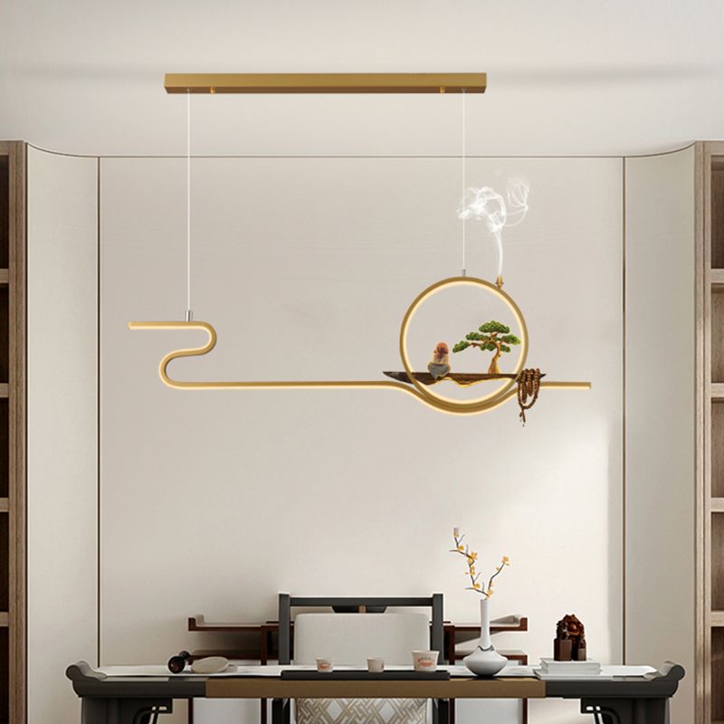 Tea Room Modern Island Lighting 2 Lights LED Linear Aluminum Pendant Light