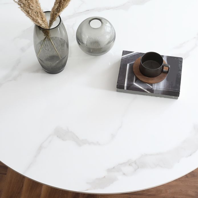 Round White Indoor Dining Table Set Modern Stone 1/2/3/5 Pieces Dinette Set