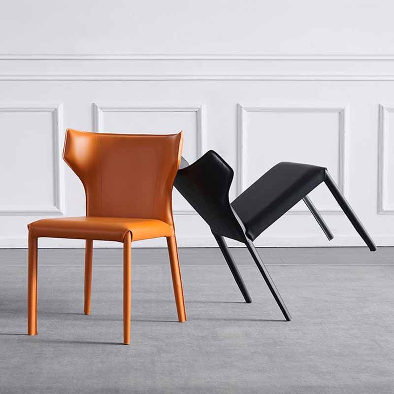 Moderne stijl thuiszijde stoel wingback lederen gestoffeerde eetkamerstoel