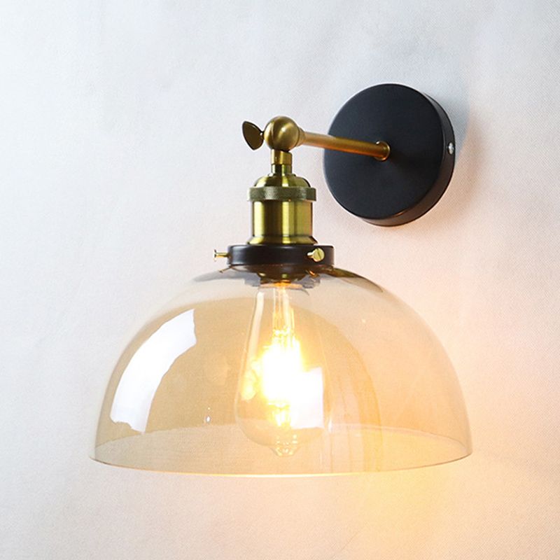 Geometric Shade Wall Lighting Modern Simple Style Glass 1 Light Sconce Light in Amber