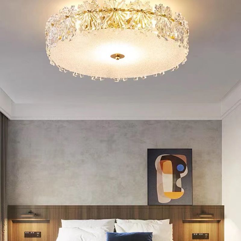 Modern Simple Glass Ceiling Light Round Shape Ceiling Lamp for Bedroom