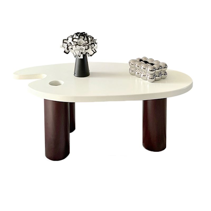 16"H Contemporary Coffee Table White 3 Legs Coffee Cocktail Table