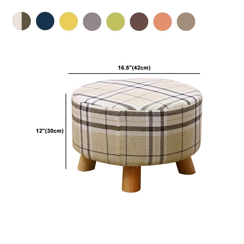 Contemporary Round Ottoman Footrest Plain Cotton Fade Resistant Sherpa Pouf